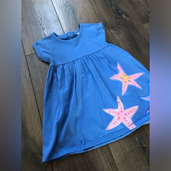 Tea Collection Girls 4 Ruffled Starfish Empire Dress - Blue Yarrow - EUC! - Picture 3 of 8